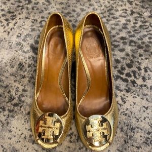 Gold Tory Burch wedges